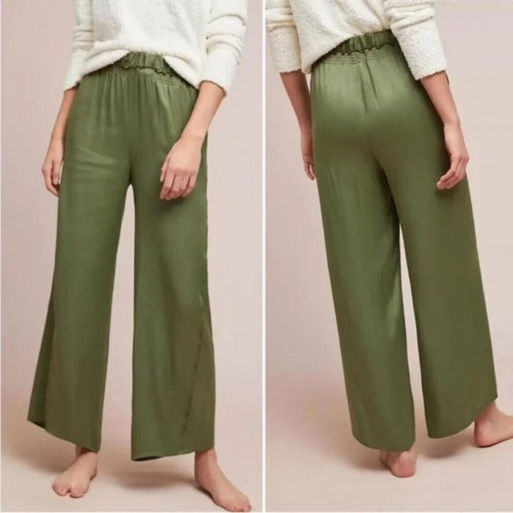 Anthropologie Olive Green Wide-Leg Pants